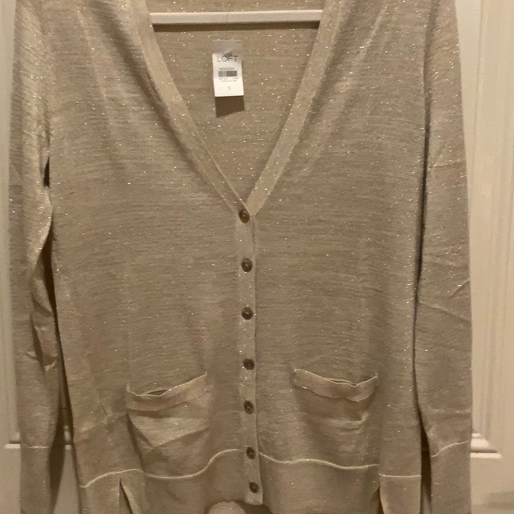 Loft cardigan in gold. Size S. NWT